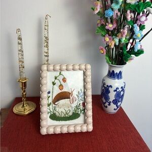 Hand Embroidered Woodland Mushroom & Snail Art